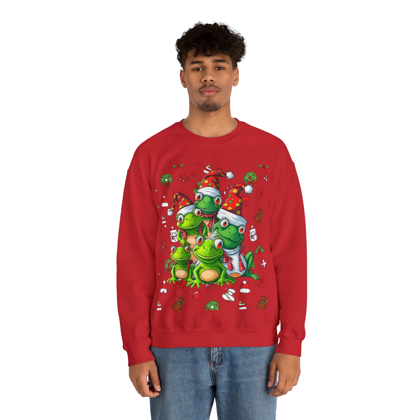 Santa Frogs Ugly Christmas Sweater Unisex Heavy Blend™ Crewneck Sweatshirt