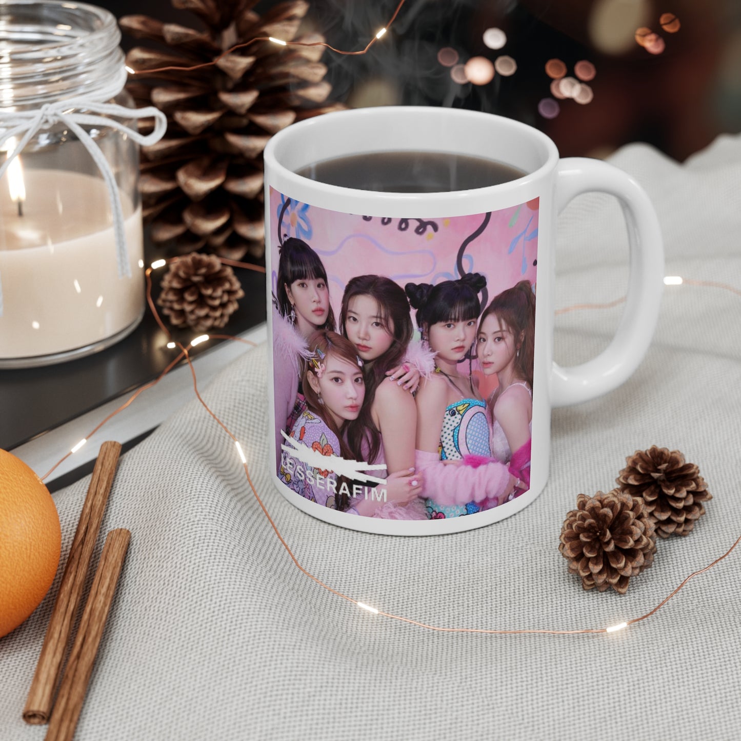 Kpop Girlband Le Ssarafim White Ceramic Coffee Mug 11oz