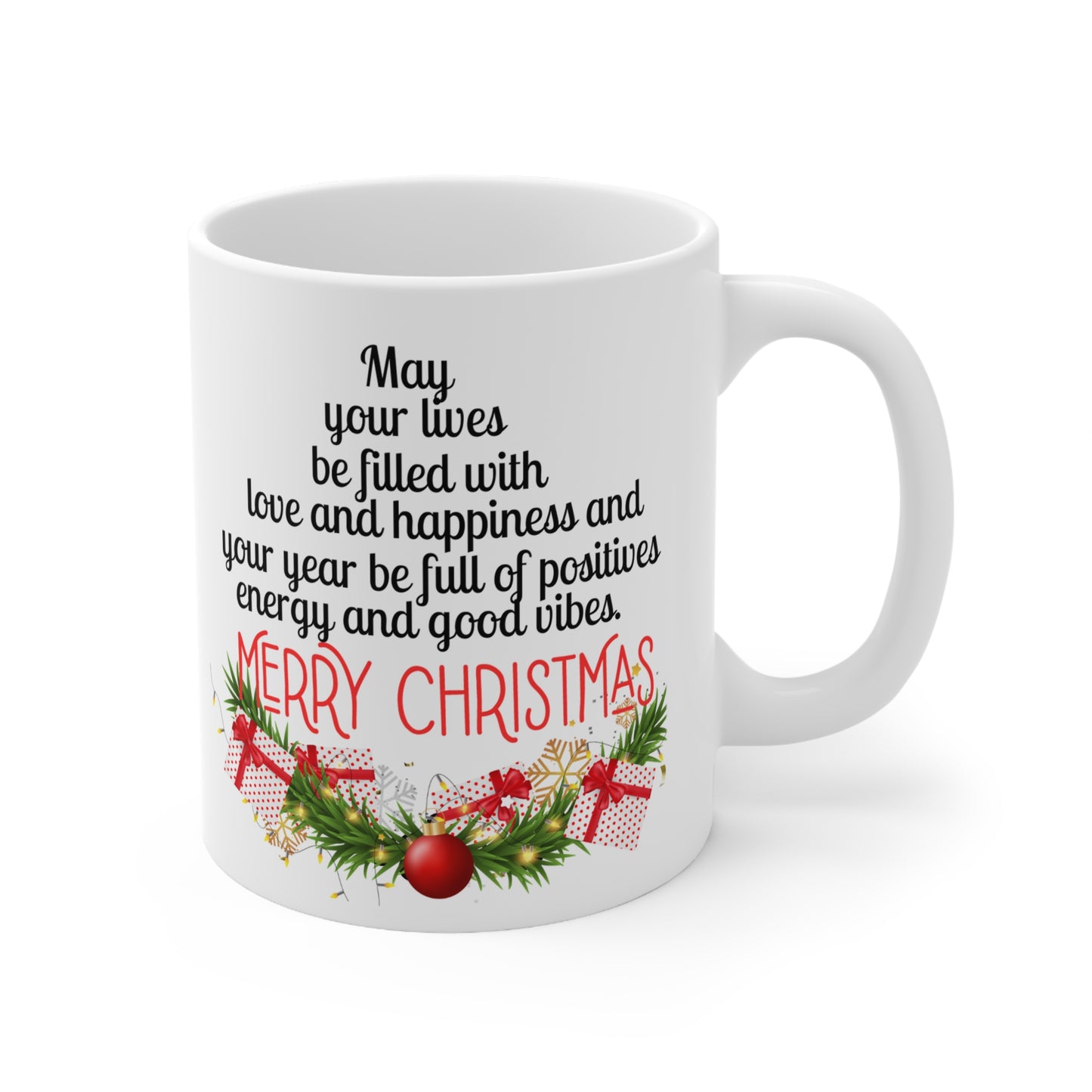 Merry Christmas Gift Idea White Ceramic Coffee Mug 11oz