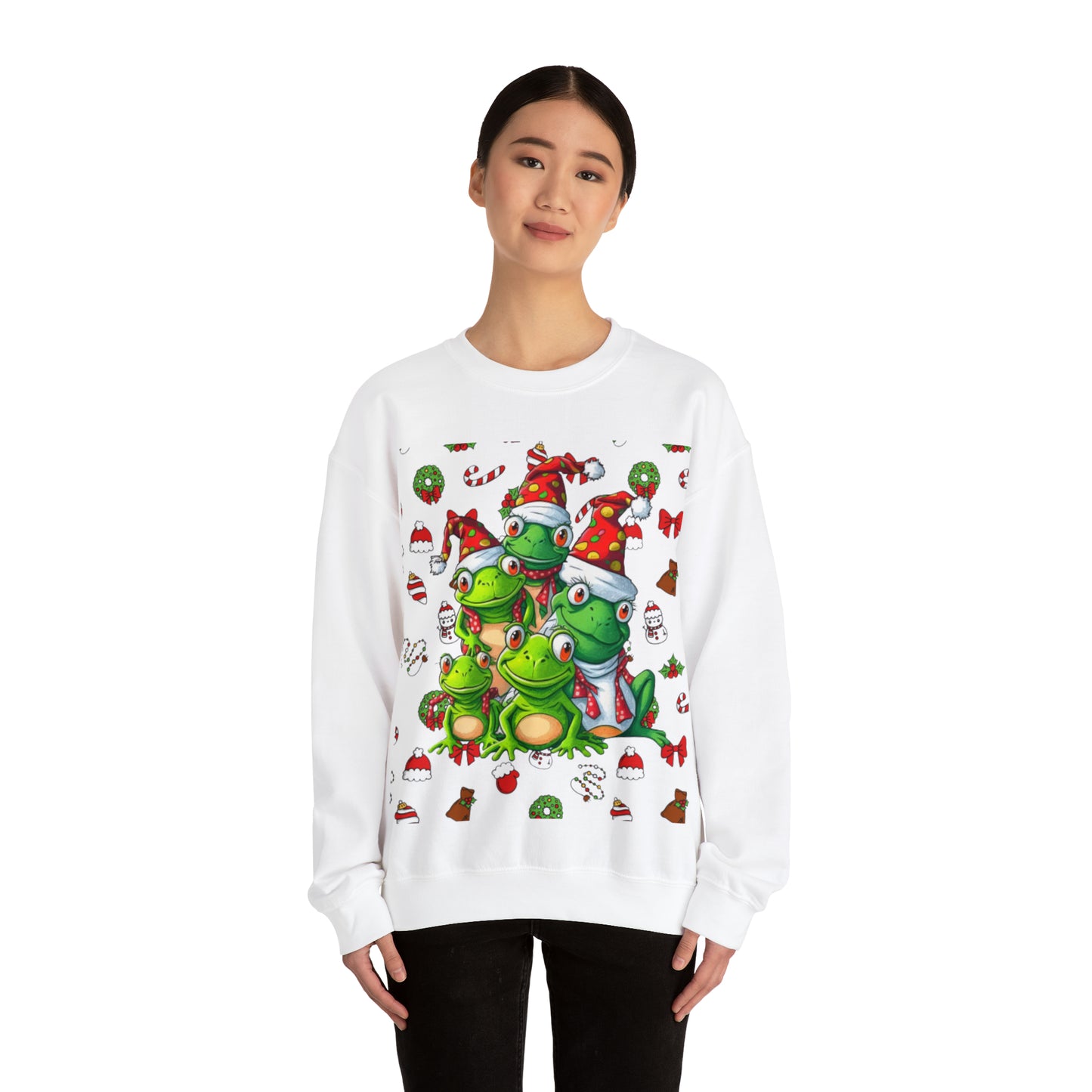 Santa Frogs Ugly Christmas Sweater Unisex Heavy Blend™ Crewneck Sweatshirt