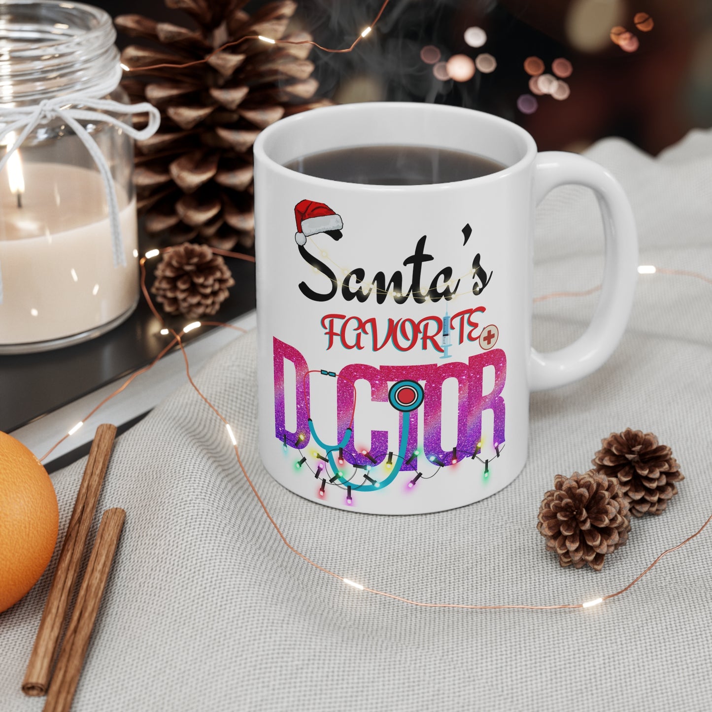 Santa's Favorite Christmas White Ceramic Coffee Mug 11oz