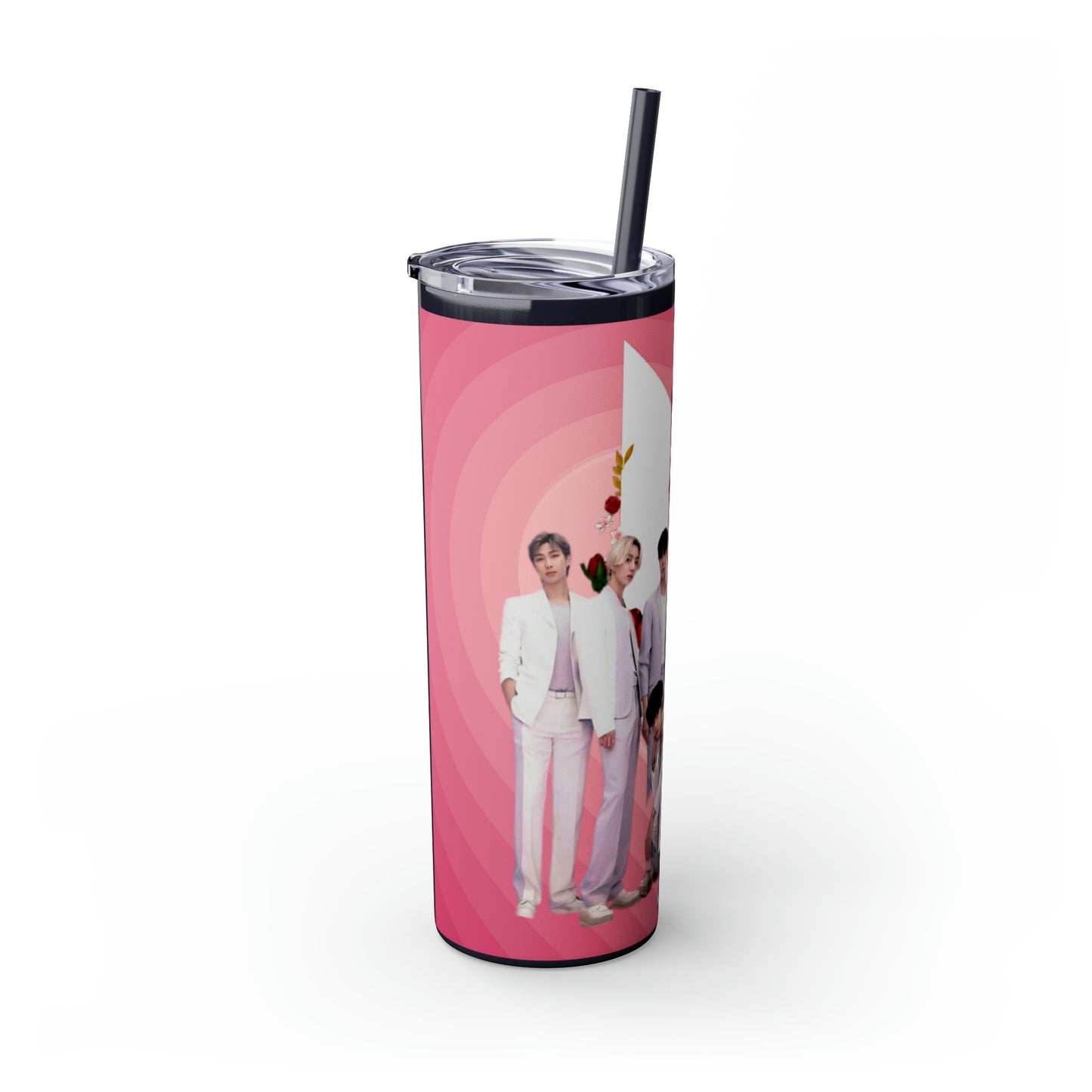 Kpop Boyband BTS Skinny Tumbler with Straw, 20oz Army Fan Gift Merch