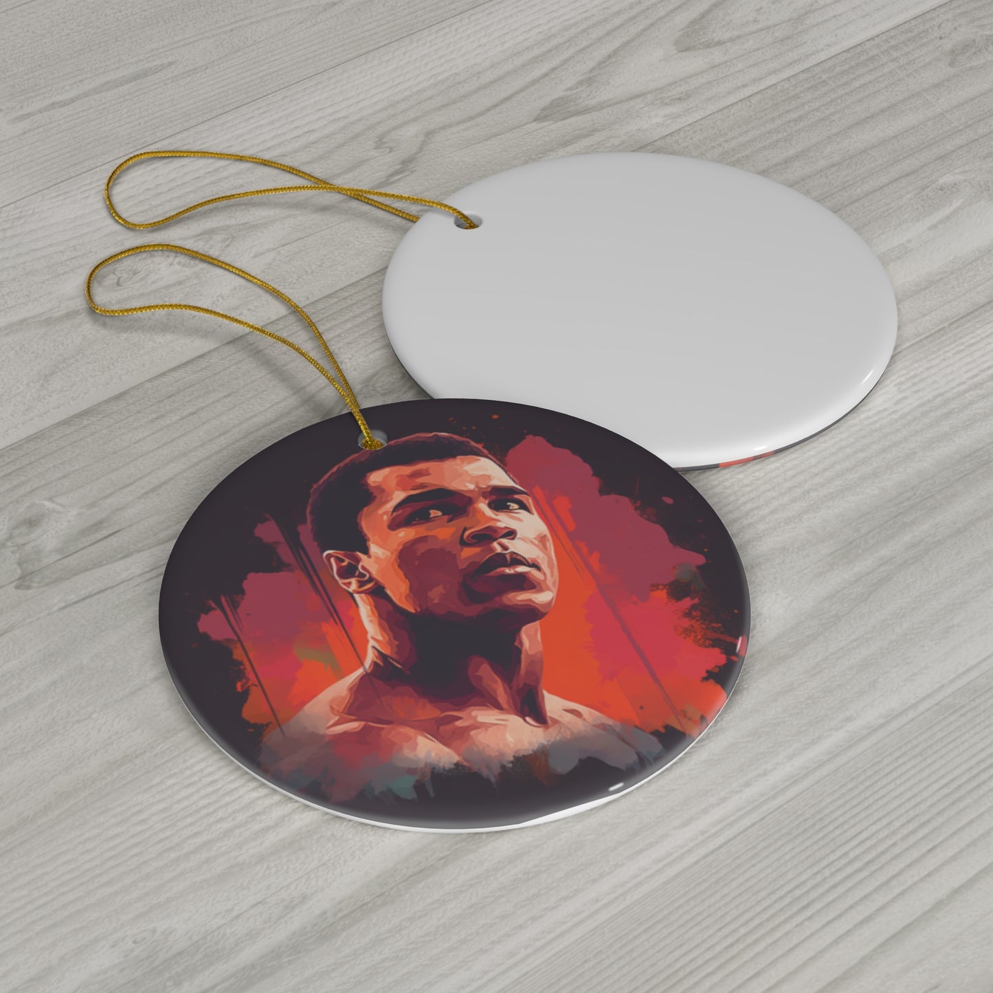 World Famous American Boxer Muhammad Ali Ceramic Christmas Ornament, 4 Shapes