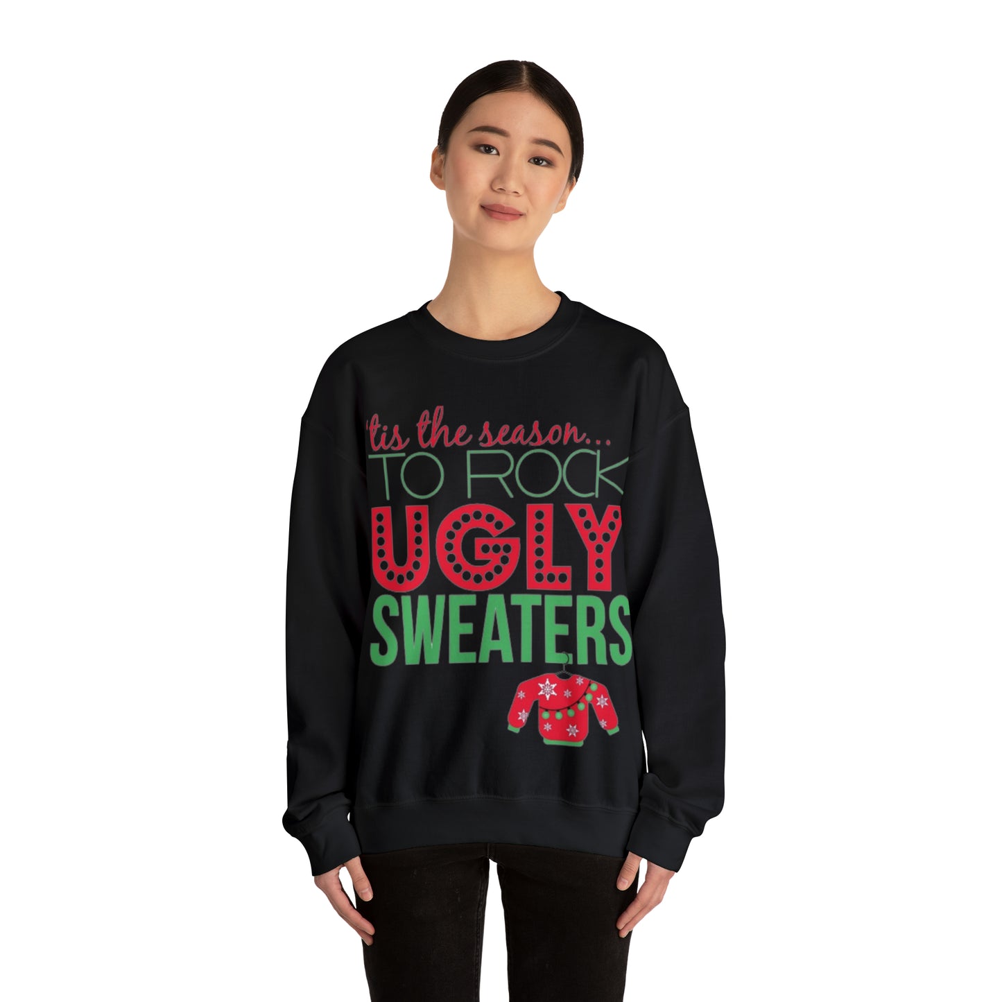 Tis the Season to Rock Ugly Sweater Unisex Heavy Blend™ Crewneck Sweatshirt