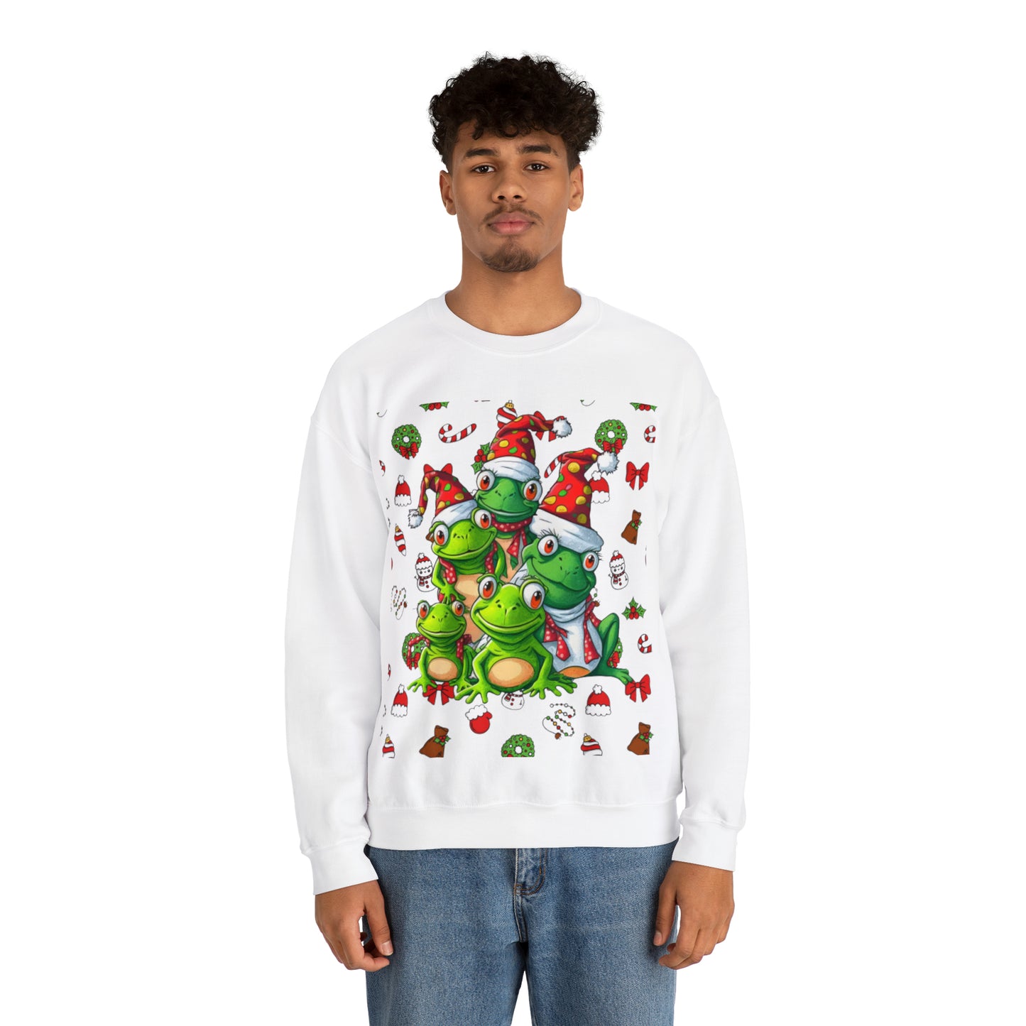 Santa Frogs Ugly Christmas Sweater Unisex Heavy Blend™ Crewneck Sweatshirt