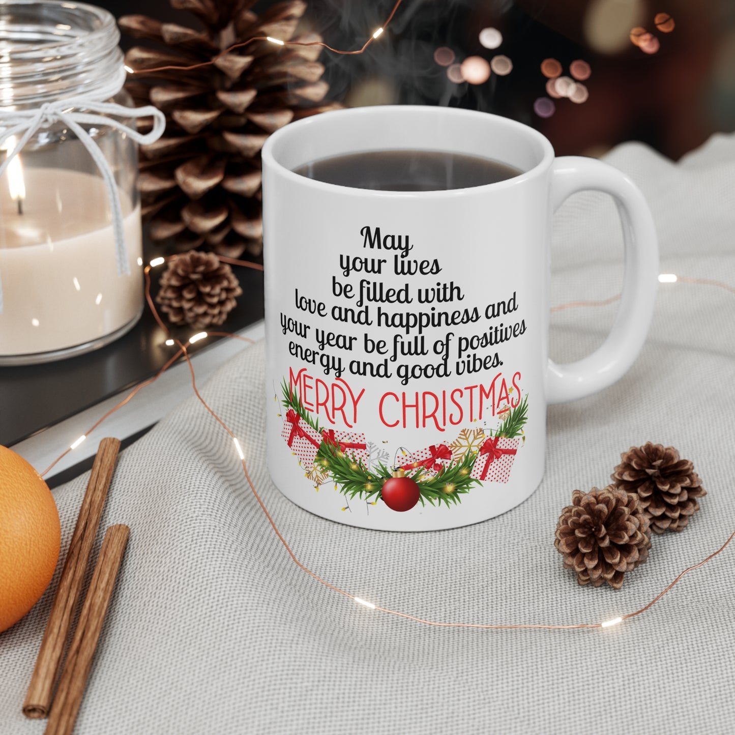 Merry Christmas Gift Idea White Ceramic Coffee Mug 11oz