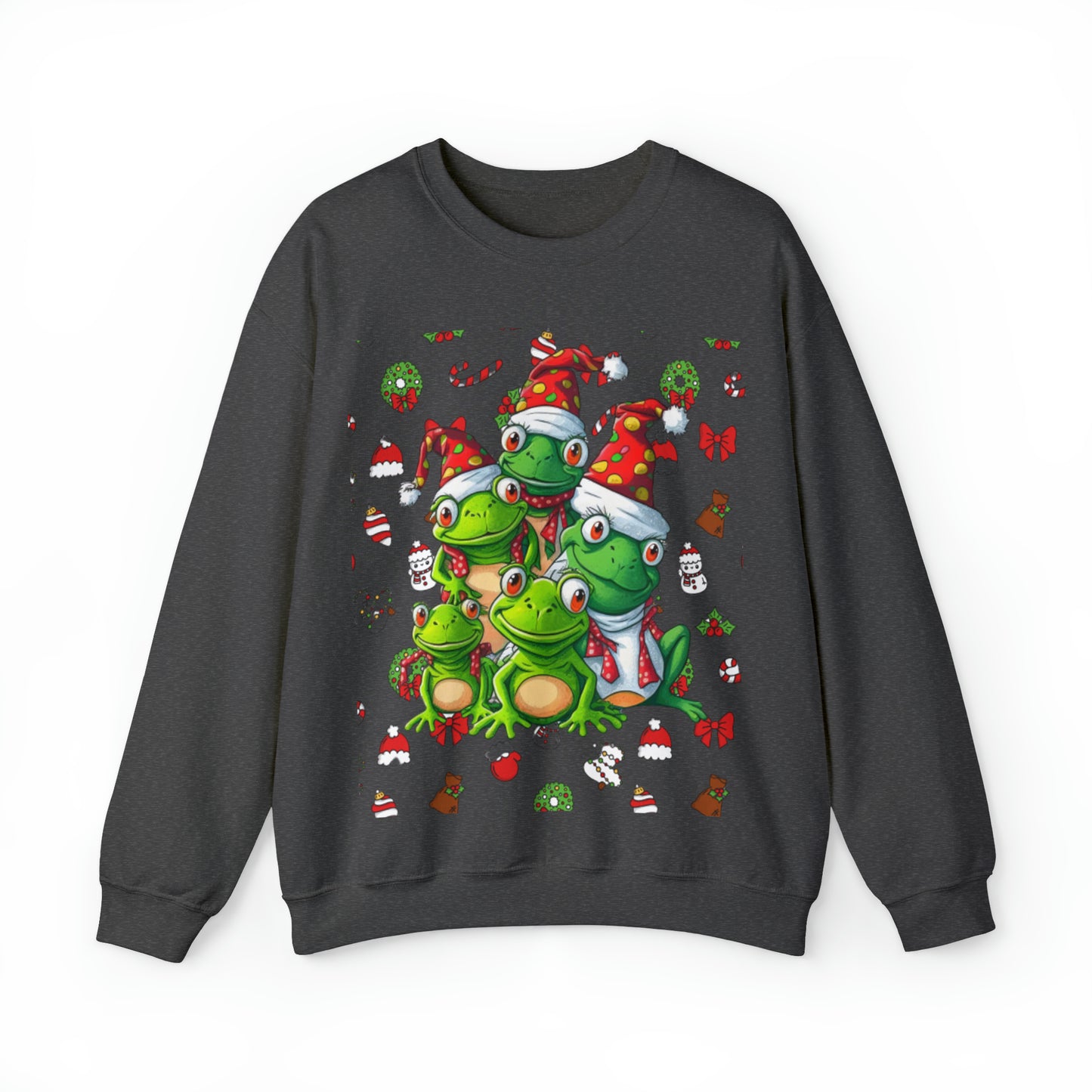 Santa Frogs Ugly Christmas Sweater Unisex Heavy Blend™ Crewneck Sweatshirt