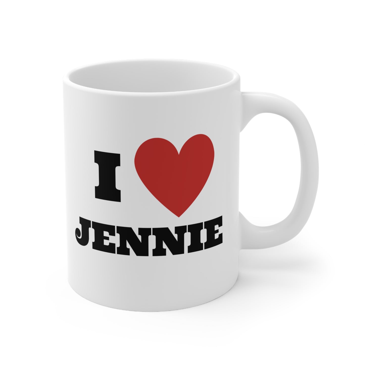 I love Jennie Blinks White Ceramic Coffee Mug 11oz Kpop Custom Fan Merch Personalized Gift