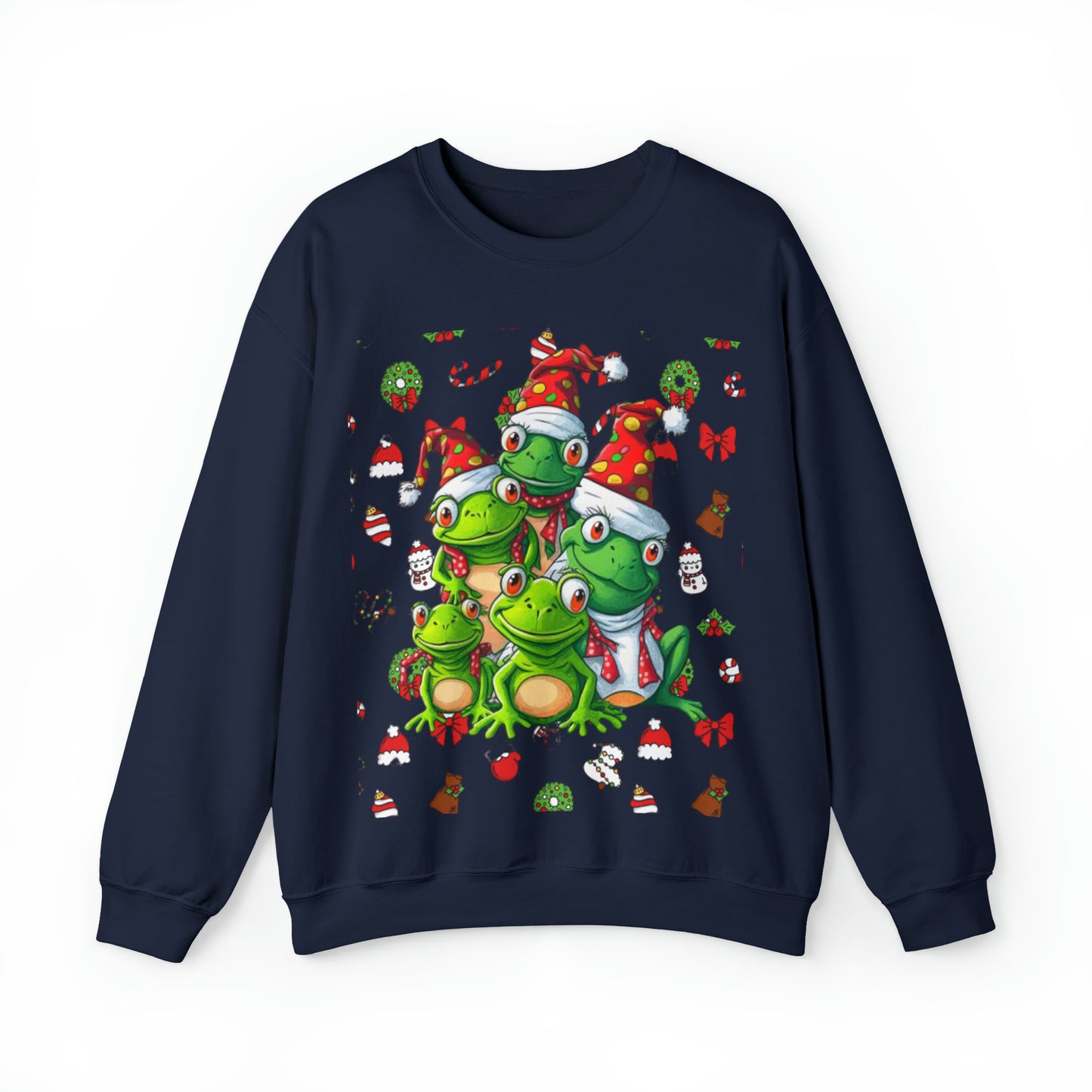 Santa Frogs Ugly Christmas Sweater Unisex Heavy Blend™ Crewneck Sweatshirt