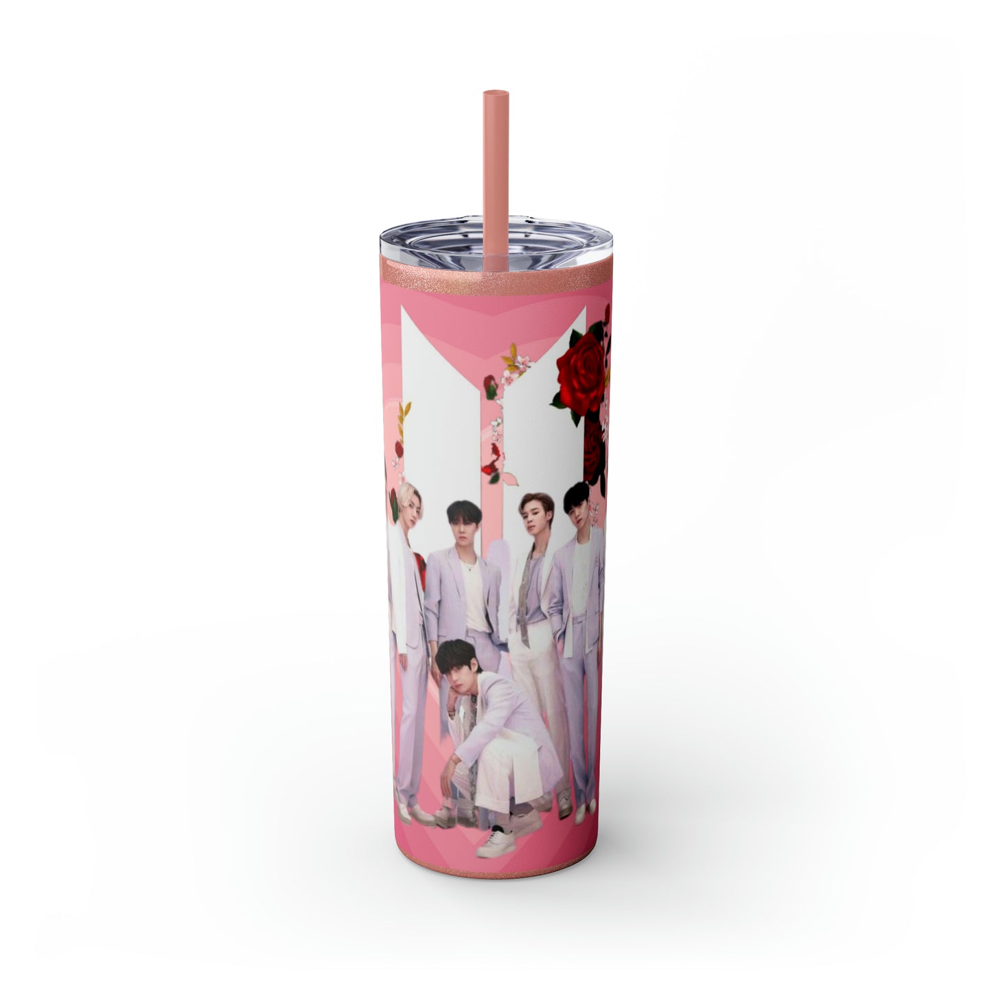 Kpop Boyband BTS Skinny Tumbler with Straw, 20oz Army Fan Gift Merch