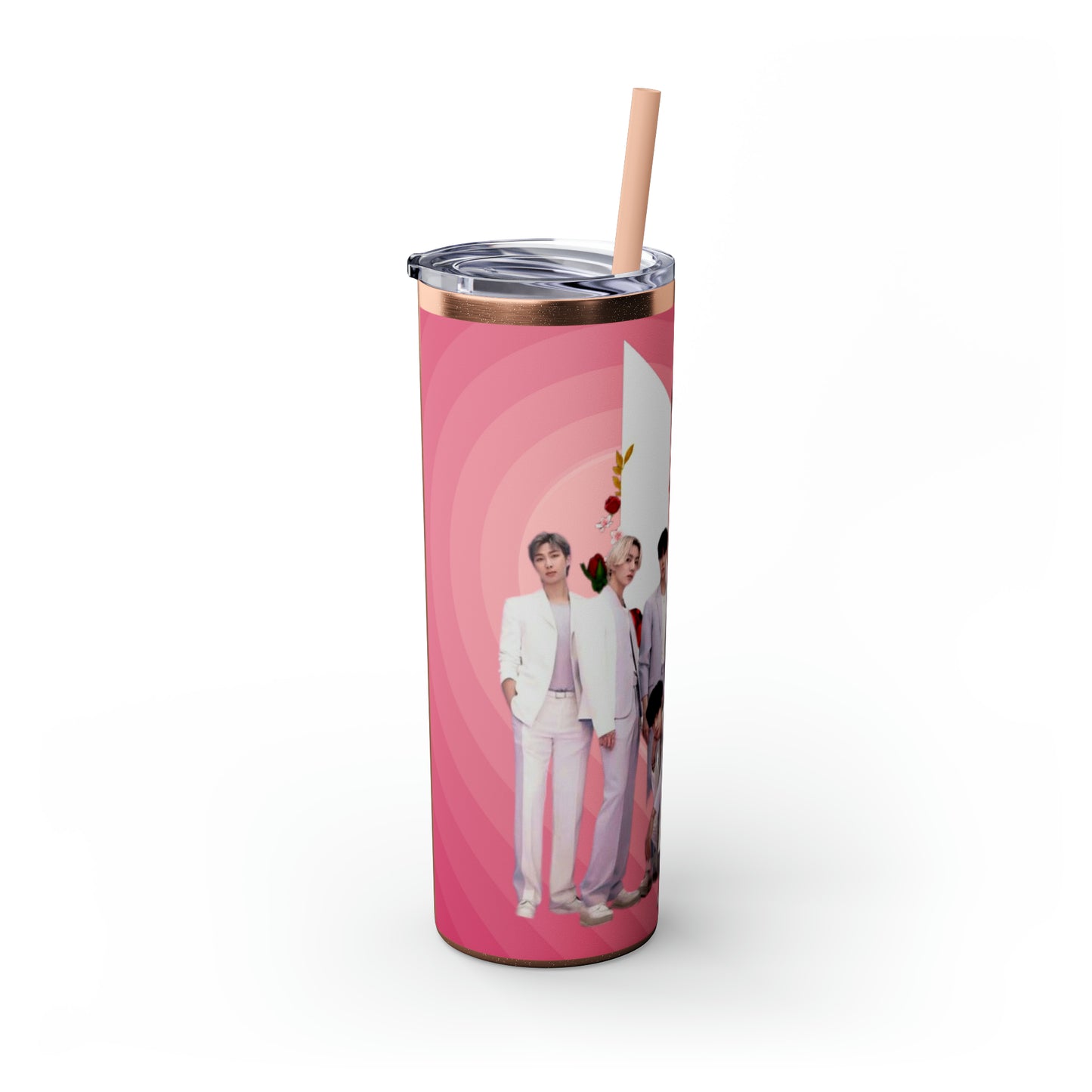 Kpop Boyband BTS Skinny Tumbler with Straw, 20oz Army Fan Gift Merch