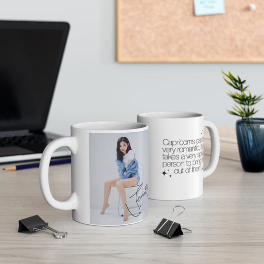 Kpop Merch Jennie Kpop Band Capricorn Zodiac Sign Ceramic Coffee Mug 11oz, Kpop and Blinks fan Gift