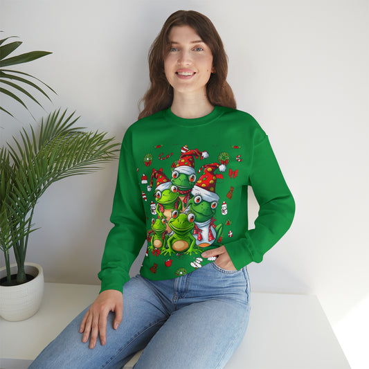 Santa Frogs Ugly Christmas Sweater Unisex Heavy Blend™ Crewneck Sweatshirt