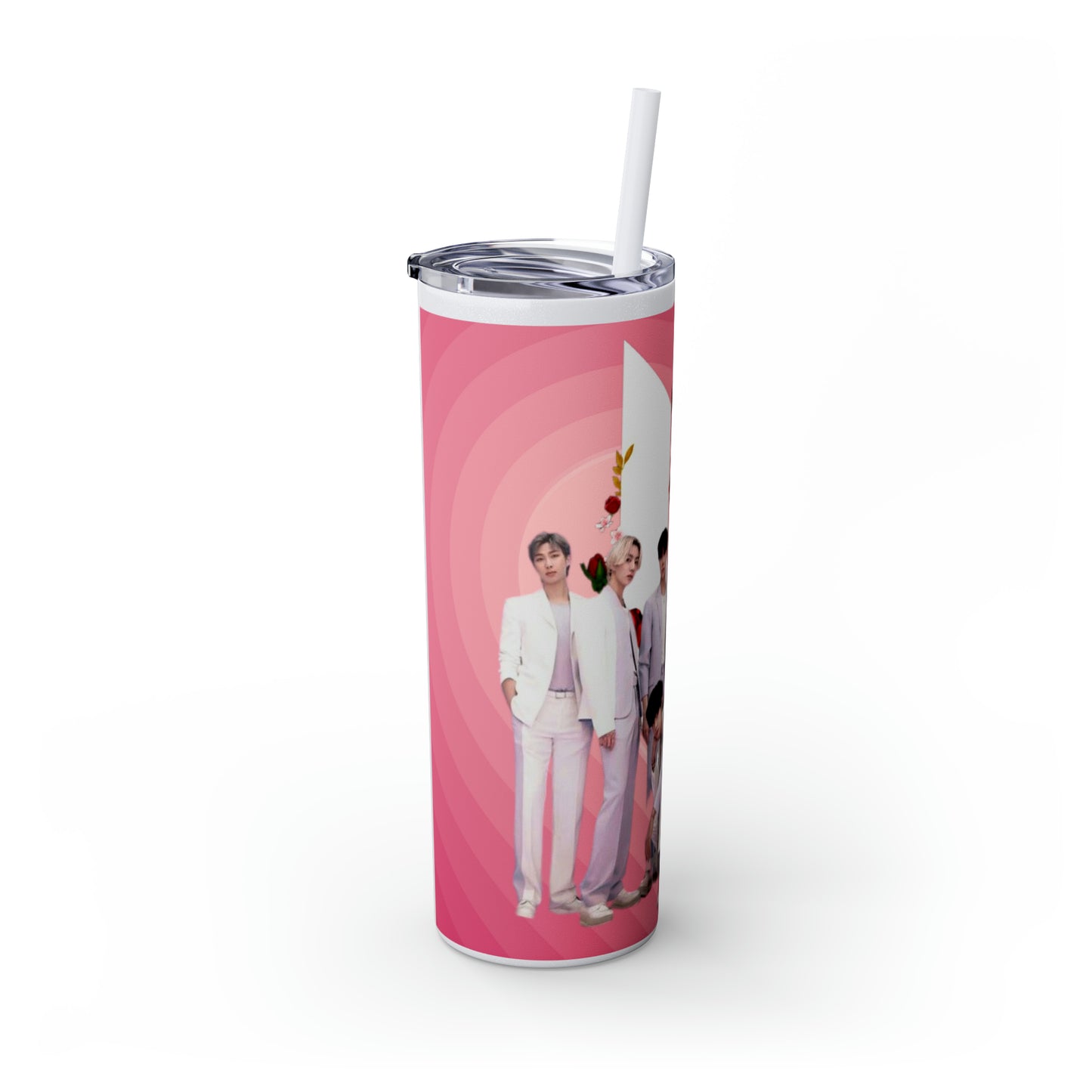 Kpop Boyband BTS Skinny Tumbler with Straw, 20oz Army Fan Gift Merch