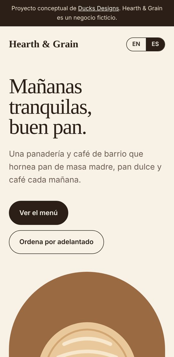 The same café site in Spanish on a phone